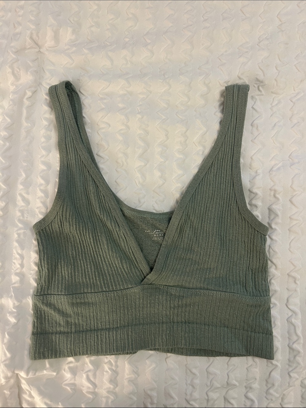 Urban Outfitters Out from Under Ribbed Olive Green V-Neck reversible Crop Tank